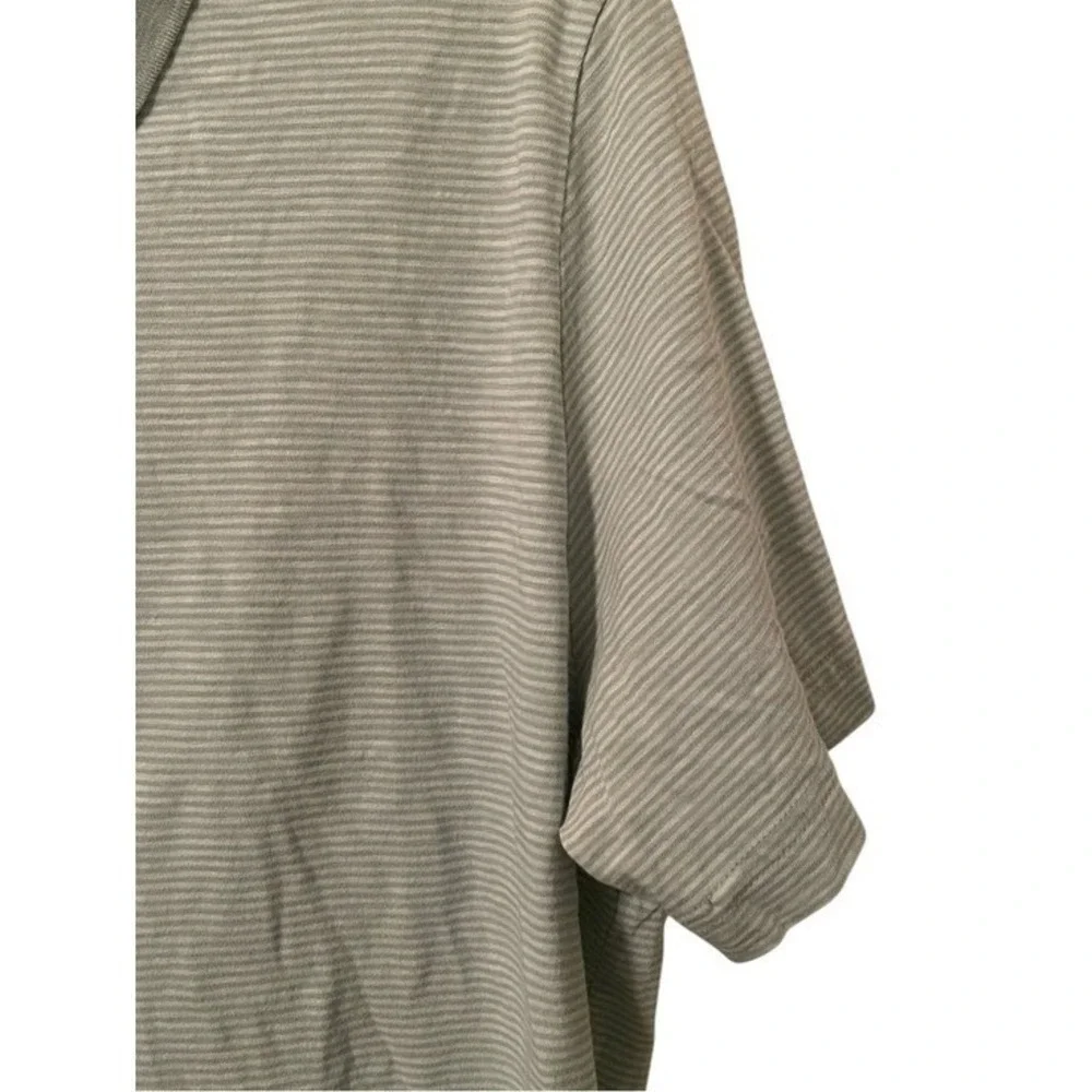 Theory‎ Men's Mint Green White Striped Cotton Quarter Collared Polo Shirt Size L